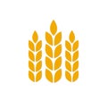 Wheat ears or rice icon isolated on white background. Agricultural symbol. Design elements for bread packaging or beer label.